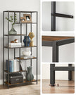6-Tier Bookcase – Engineered Wood – Rustic Brown and Black – Geometric Design and Versatile Storage