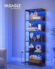 6-Tier Bookshelf – Steel Frame – Ebony Black – Dimmable LED Lights