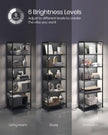 6-Tier Bookshelf – Steel Frame – Ebony Black – Dimmable LED Lights