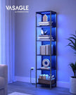 6-Tier Bookcase – Steel – Ebony Black – With Dimmable LED Lights