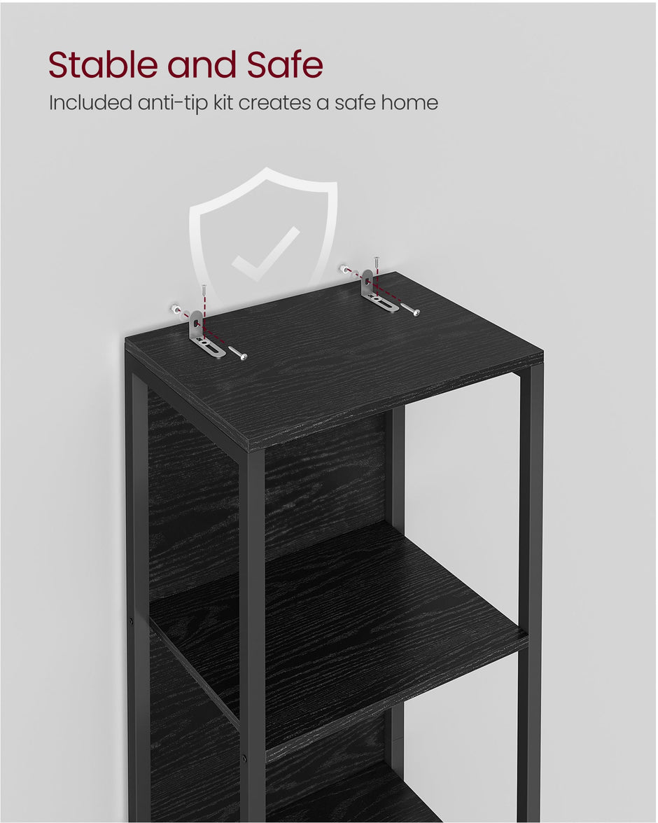 6-Tier Bookcase – Steel – Ebony Black – With Dimmable LED Lights