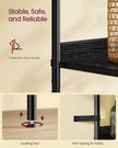 6-Tier Bookcase – Metal – Oak Beige and Pearl White – Adjustable Shelves with Rattan-Like Doors