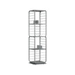 4-Tier Rotating Bookshelf – Steel Frame – Dove Grey – Space-Saving Design with Bookends