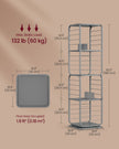 4-Tier Rotating Bookshelf – Steel Frame – Dove Grey – Space-Saving Design with Bookends