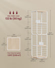 4-Tier Rotating Bookshelf – Steel Frame – Natural Beige and Cloud White – Compact Design for Small Spaces