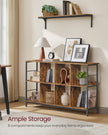 Bookshelf – Wood – Rustic Brown and Ink Black – 2-Tier Display Shelf 33 x 132.6 x 80 cm