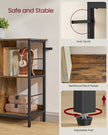 Bookshelf – Wood – Rustic Brown and Ink Black – 2-Tier Display Shelf 33 x 132.6 x 80 cm