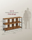 Bookshelf – Wood – Rustic Brown and Ink Black – 2-Tier Display Shelf 33 x 132.6 x 80 cm