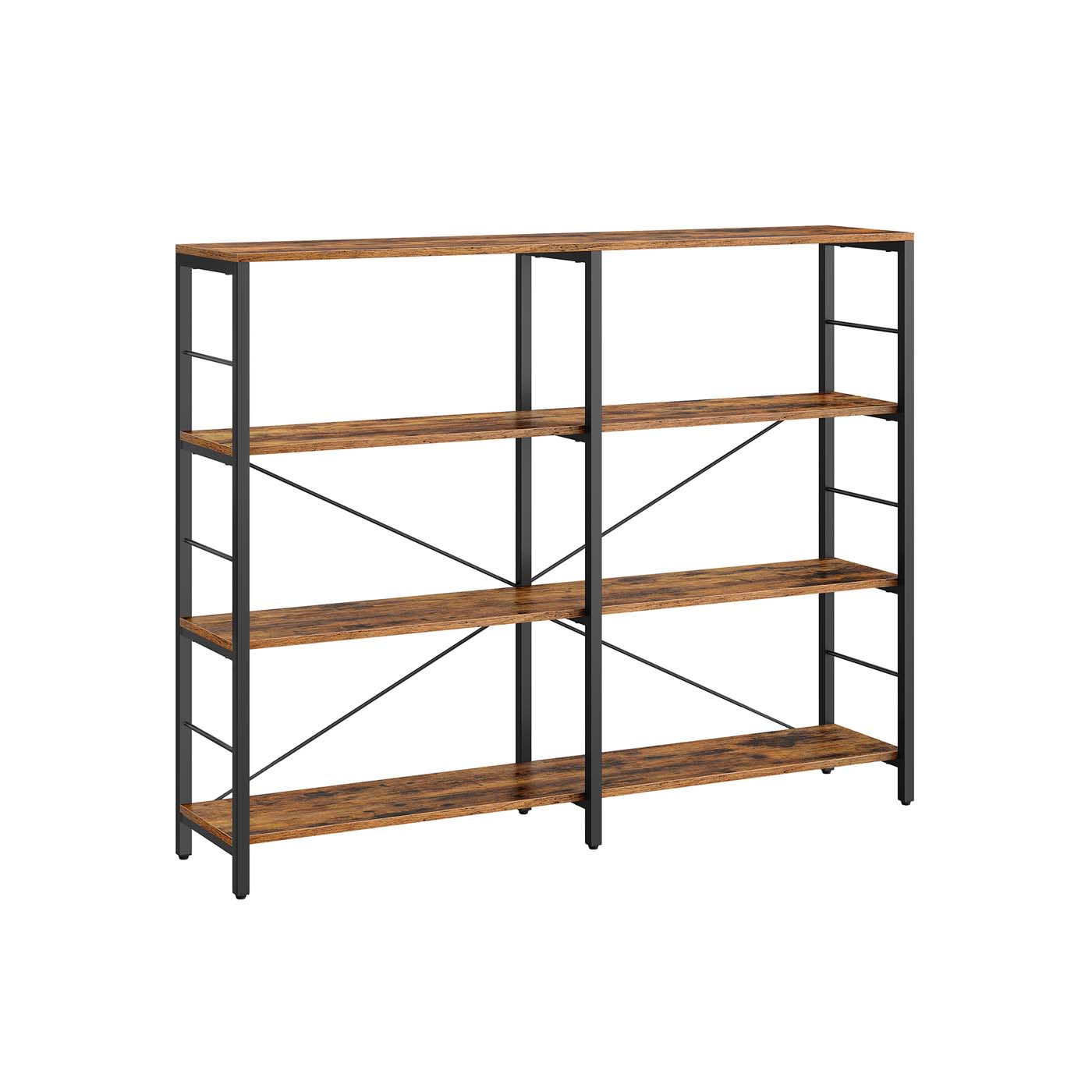 6-Tier Bookshelf – Engineered Wood – Rustic Brown and Black – Industrial Style Room Divider