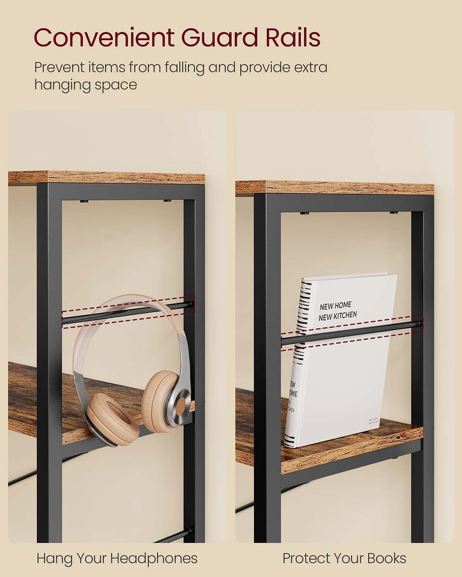 6-Tier Bookshelf – Engineered Wood – Rustic Brown and Black – Industrial Style Room Divider