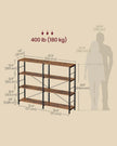 6-Tier Bookshelf – Engineered Wood – Rustic Brown and Black – Industrial Style Room Divider