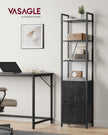 6-Tier Bookcase – Metal – Ebony Black and Ink Black – Tall Design with Adjustable Shelves and Door