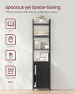 6-Tier Bookcase – Metal – Ebony Black and Ink Black – Tall Design with Adjustable Shelves and Door