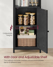 6-Tier Bookcase – Metal – Ebony Black and Ink Black – Tall Design with Adjustable Shelves and Door