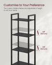 6-Tier Bookcase – Metal – Ebony Black and Ink Black – Tall Design with Adjustable Shelves and Door