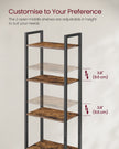 6-Tier Bookcase – Metal Frame – Rustic Brown and Ink Black – Adjustable Shelves with Door