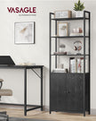7-Tier Bookcase – Metal – Ebony Black and Ink Black – Adjustable Shelves with Door