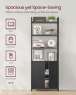 7-Tier Bookcase – Metal – Ebony Black and Ink Black – Adjustable Shelves with Door