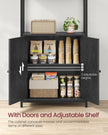 7-Tier Bookcase – Metal – Ebony Black and Ink Black – Adjustable Shelves with Door