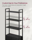 7-Tier Bookcase – Metal – Ebony Black and Ink Black – Adjustable Shelves with Door