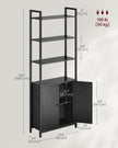 7-Tier Bookcase – Metal – Ebony Black and Ink Black – Adjustable Shelves with Door