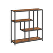 4-Tier Bookshelf – Wood – Rustic Brown and Ink Black – Freestanding Storage Shelf