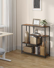 4-Tier Bookshelf – Wood – Rustic Brown and Ink Black – Freestanding Storage Shelf