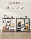 4-Tier Bookshelf – Wood – Rustic Brown and Ink Black – Freestanding Storage Shelf