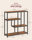 4-Tier Bookshelf – Wood – Rustic Brown and Ink Black – Freestanding Storage Shelf