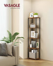 Five Tier Storage Shelf – Wood – Rustic Brown and Ink Black – Quick Assembly