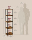 Five Tier Storage Shelf – Wood – Rustic Brown and Ink Black – Quick Assembly