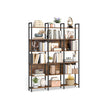 Bookcase – Engineered Wood – Rustic Brown and Ink Black – Six-Tier Industrial Style
