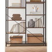 Bookshelf – Wood and Metal – Black – 5-Tier Standing Display Rack with Industrial Style