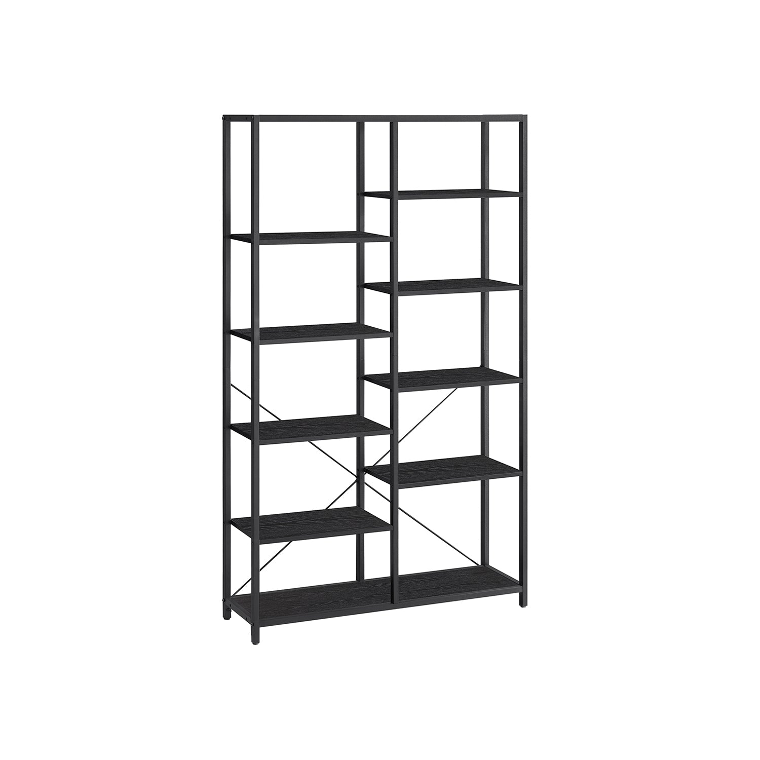 5-Tier Bookcase – Metal and Wood – Black – Industrial Style with Easy Assembly