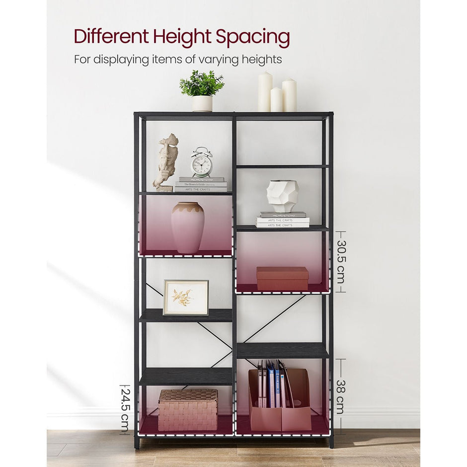 5-Tier Bookcase – Metal and Wood – Black – Industrial Style with Easy Assembly