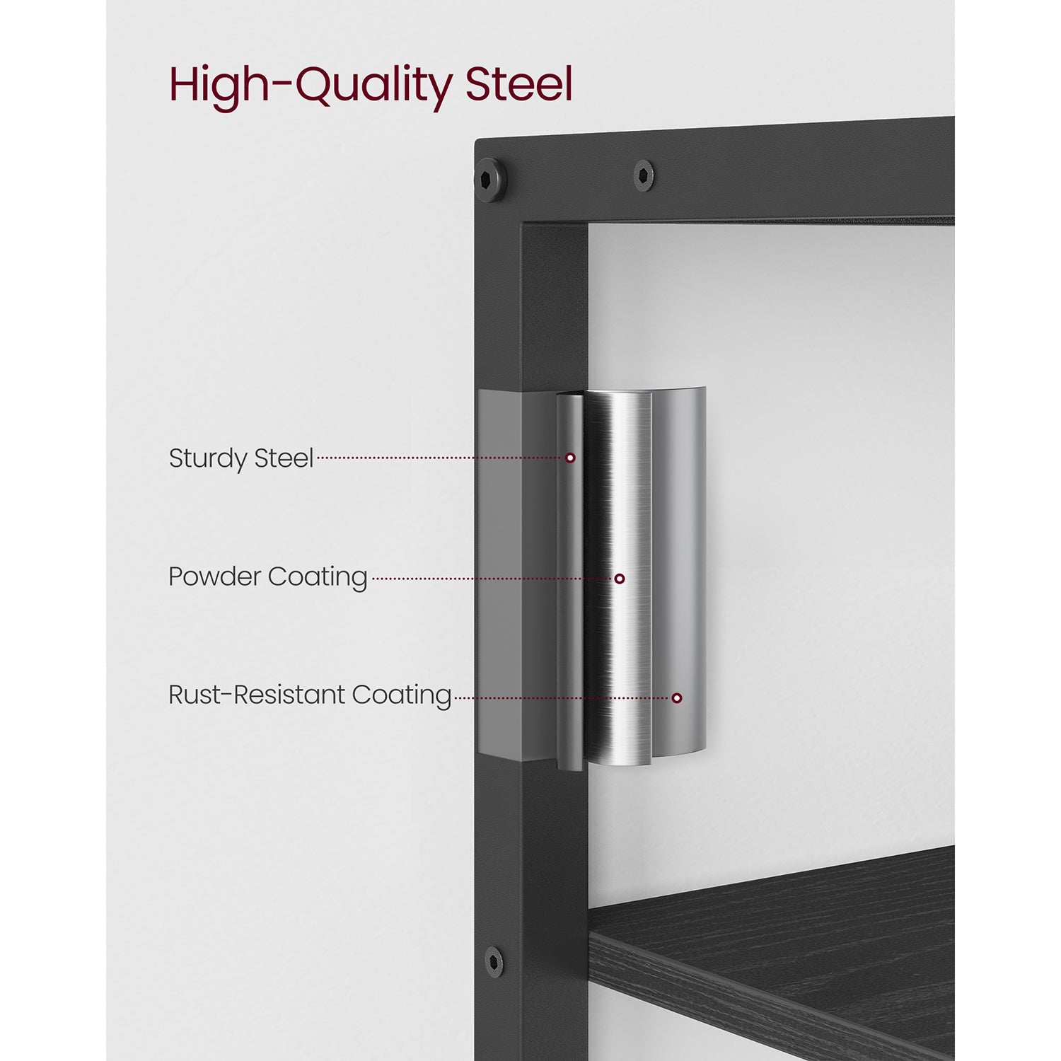 5-Tier Bookcase – Metal and Wood – Black – Industrial Style with Easy Assembly