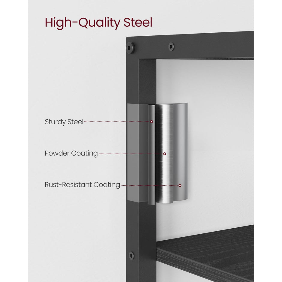 5-Tier Bookcase – Metal and Wood – Black – Industrial Style with Easy Assembly