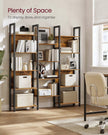 Bookcase – Metal – Rustic Brown and Ink Black – 14 Shelves, Industrial Style