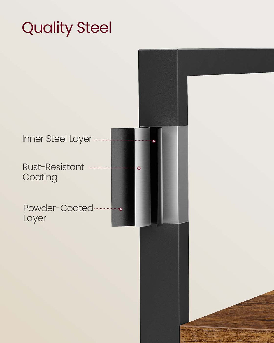 Bookcase – Metal – Rustic Brown and Ink Black – 14 Shelves, Industrial Style