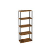 Five Tier Storage Shelf – Wood – Rustic Brown and Ink Black – Quick Assembly