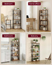 Five Tier Storage Shelf – Wood – Rustic Brown and Ink Black – Quick Assembly
