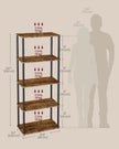 Five Tier Storage Shelf – Wood – Rustic Brown and Ink Black – Quick Assembly