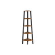 5 Tier Bookcase – Metal and Wood – Rustic Brown – Corner Design
