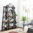5 Tier Bookcase – Metal and Wood – Rustic Brown – Corner Design