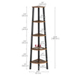 5 Tier Bookcase – Metal and Wood – Rustic Brown – Corner Design