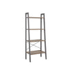 4-Tier Ladder Shelf – Wood and Metal – Rustic Brown – Industrial Bookcase and Storage Unit