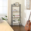 4-Tier Ladder Shelf – Wood and Metal – Rustic Brown – Industrial Bookcase and Storage Unit
