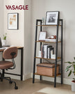 4-Tier Ladder Shelf – Wood – Rustic Brown – Industrial Design for Versatile Storage