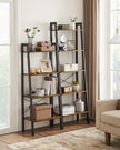4-Tier Ladder Shelf – Wood – Rustic Brown – Industrial Design for Versatile Storage