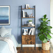 Bookcase – Steel – Rustic Brown – 4 Shelves with Cupboard